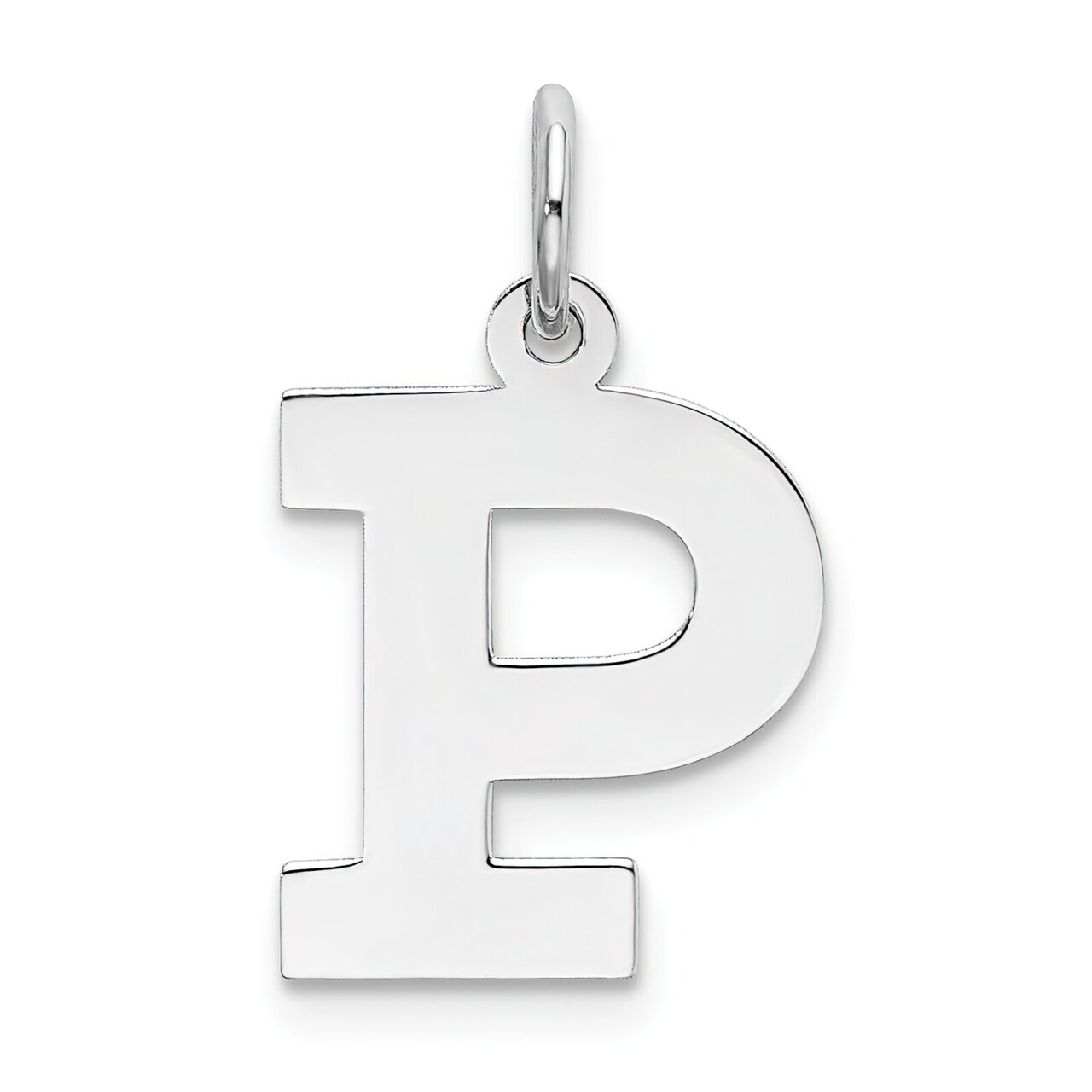 Sterling Silver Medium Block Initial Letter P Charm Jewerly 19mm x 12mm